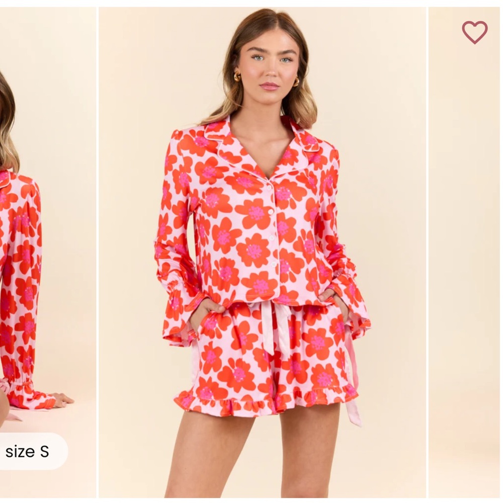 Floral Pink and Red Pajama Set